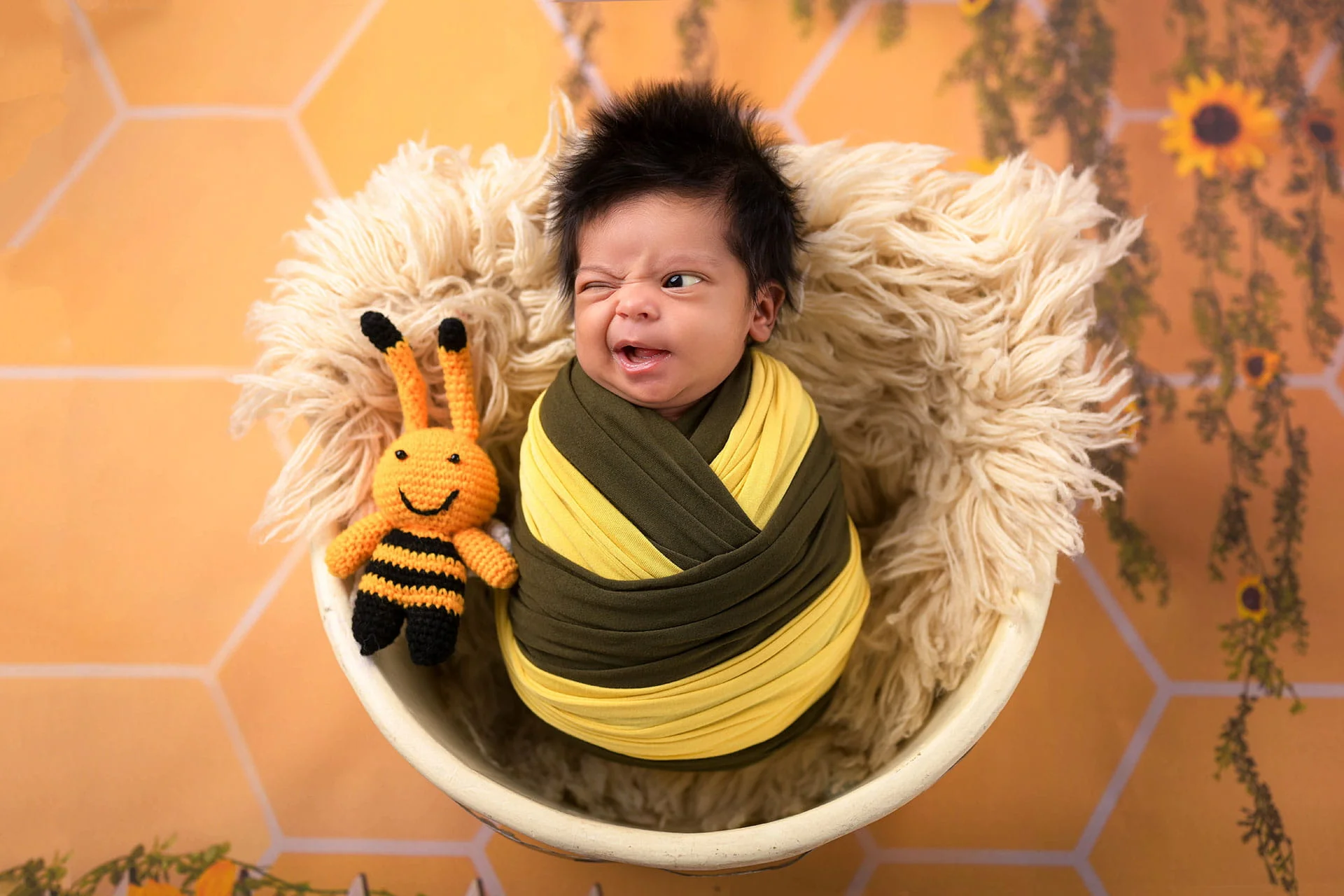 newborn in honeybee theme
