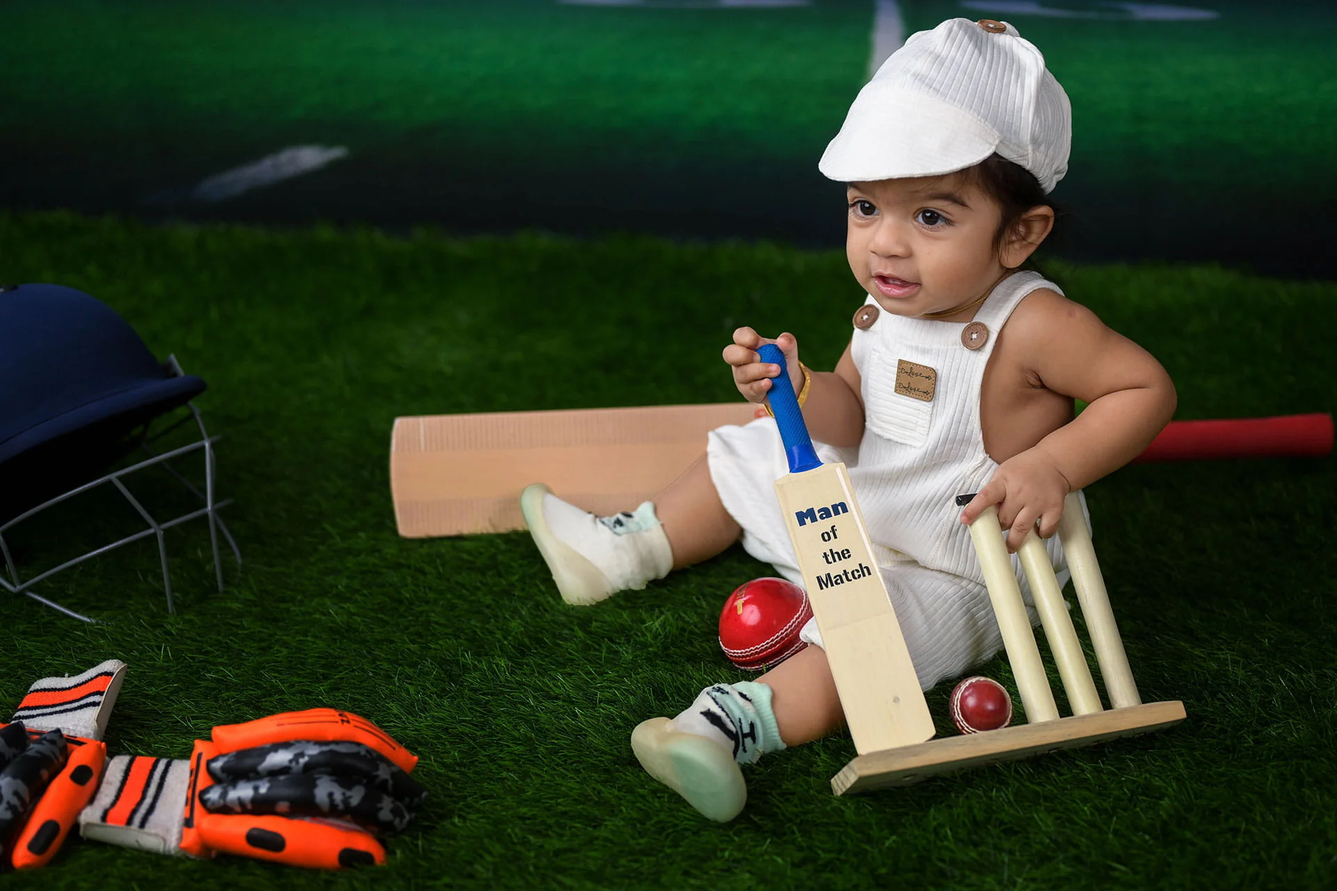 cricket theme baby shoot