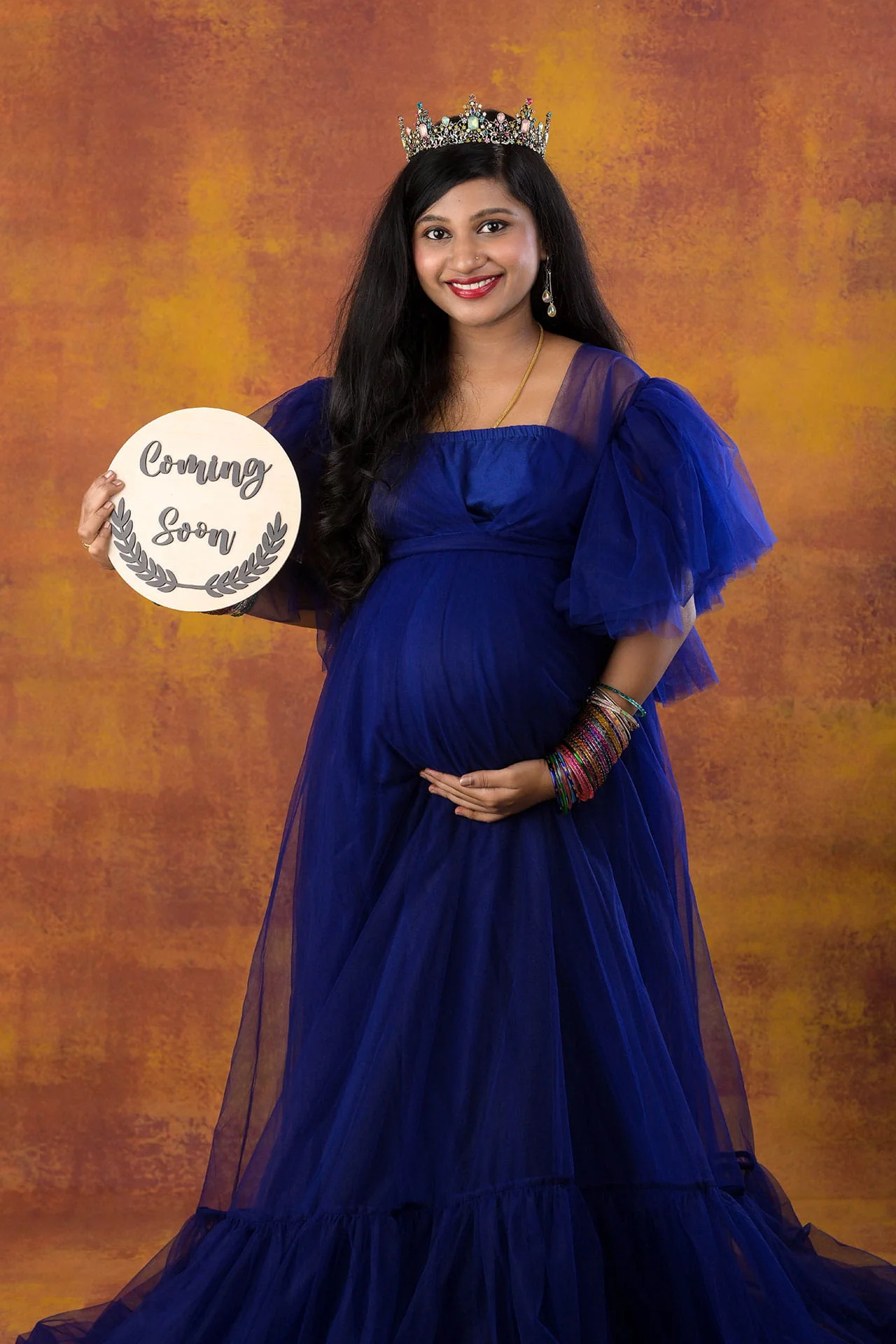 maternity gown in blue