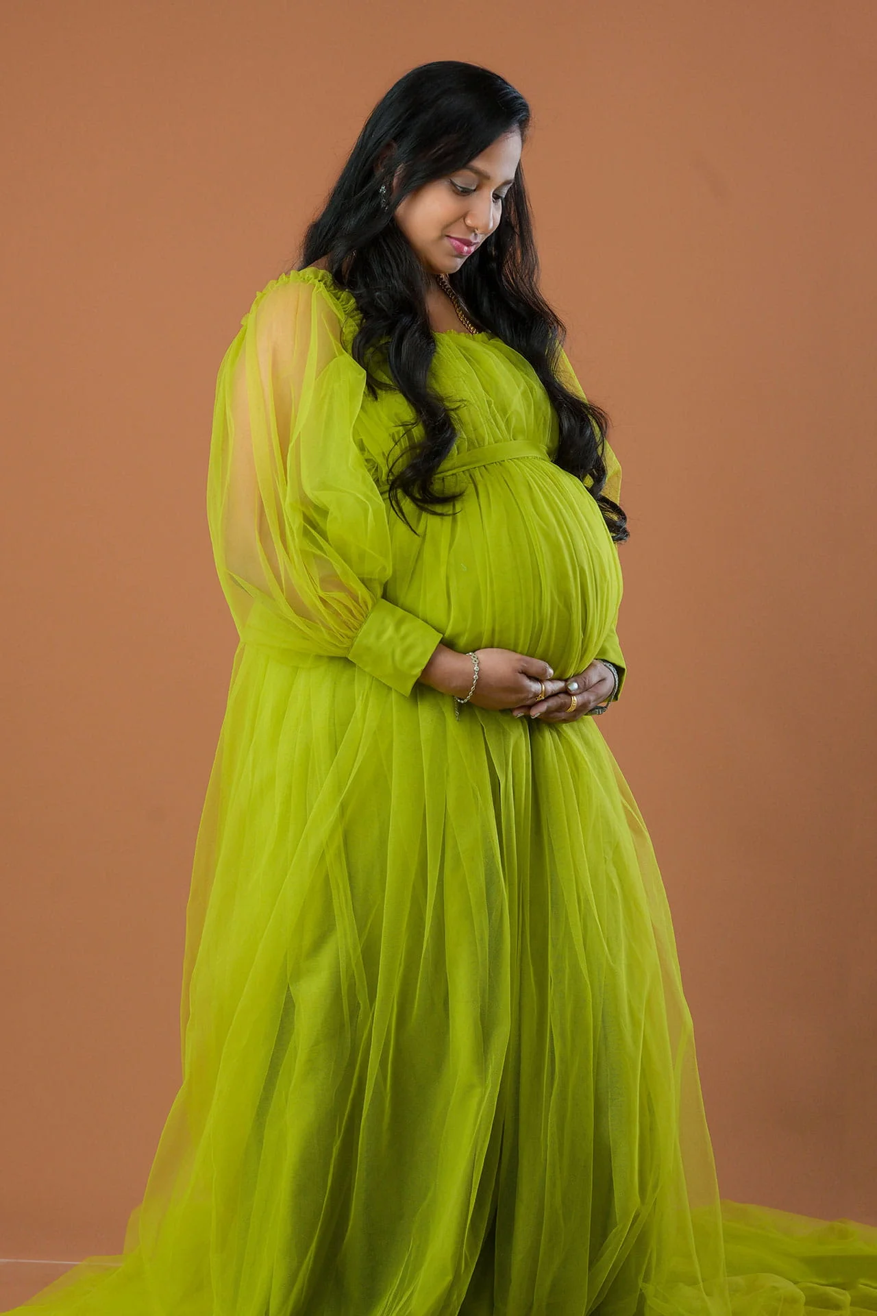 maternity gown in green
